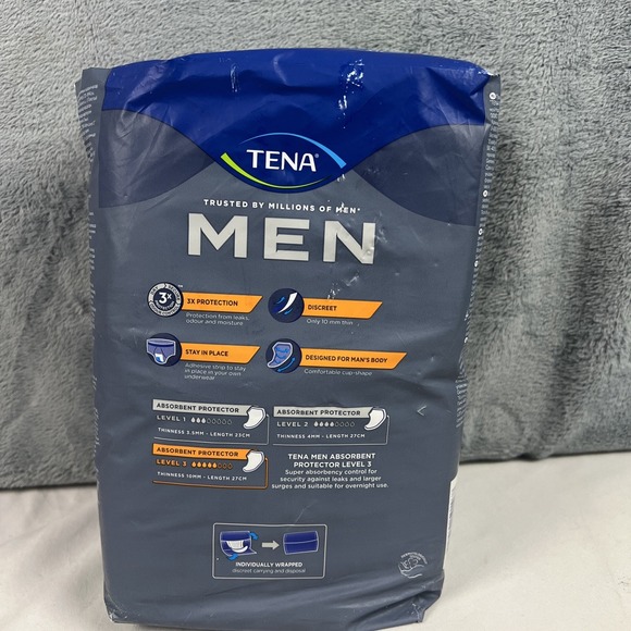TENA MEN LEVEL 3 INCONTINENCE PADS‎ FOR MEN ABSORBENT PROTECTOR - (16 PACK) - Picture 1 of 8